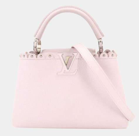 Louis Vuitton Pink Leather Embellished Capucines BB Top Handle Bag